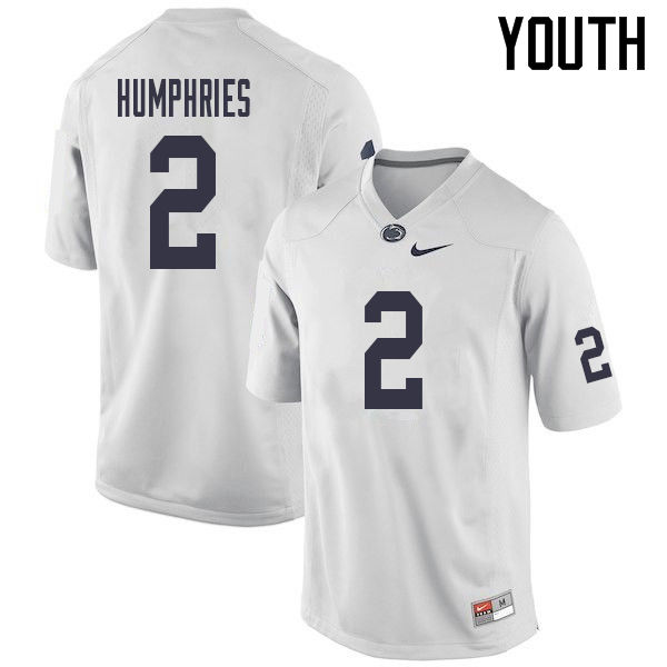 Youth #2 Isaiah Humphries Penn State Nittany Lions College Football Jerseys Sale-White - Click Image to Close